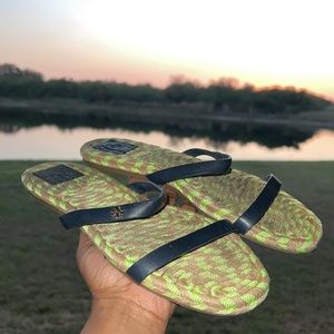 Tory Burch Two Tone Espadrille Navy Sandal 9.5